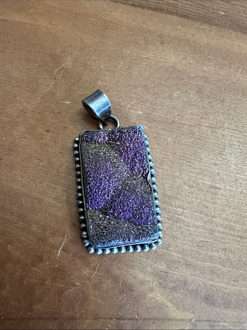 Purple Druzy Rectangle Phone Charm Pendant - Unbranded